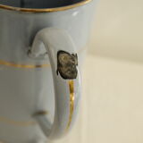 Enamelled metal fountain - light blue and gold
