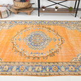 6x9 orange madallion oushak rug, 288x194cm