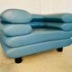 Chaise lounge suédoise vintage rétro en cuir turquoise