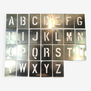 Set of 26 zinc letter stencils from the 1960s