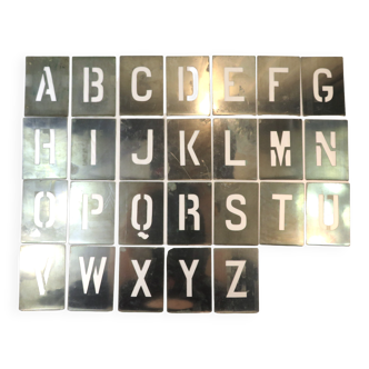 Set of 26 zinc letter stencils from the 1960s