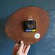 Vintage formica clock silent asymmetrical wall pendulum "FFR Morbier yellow black"