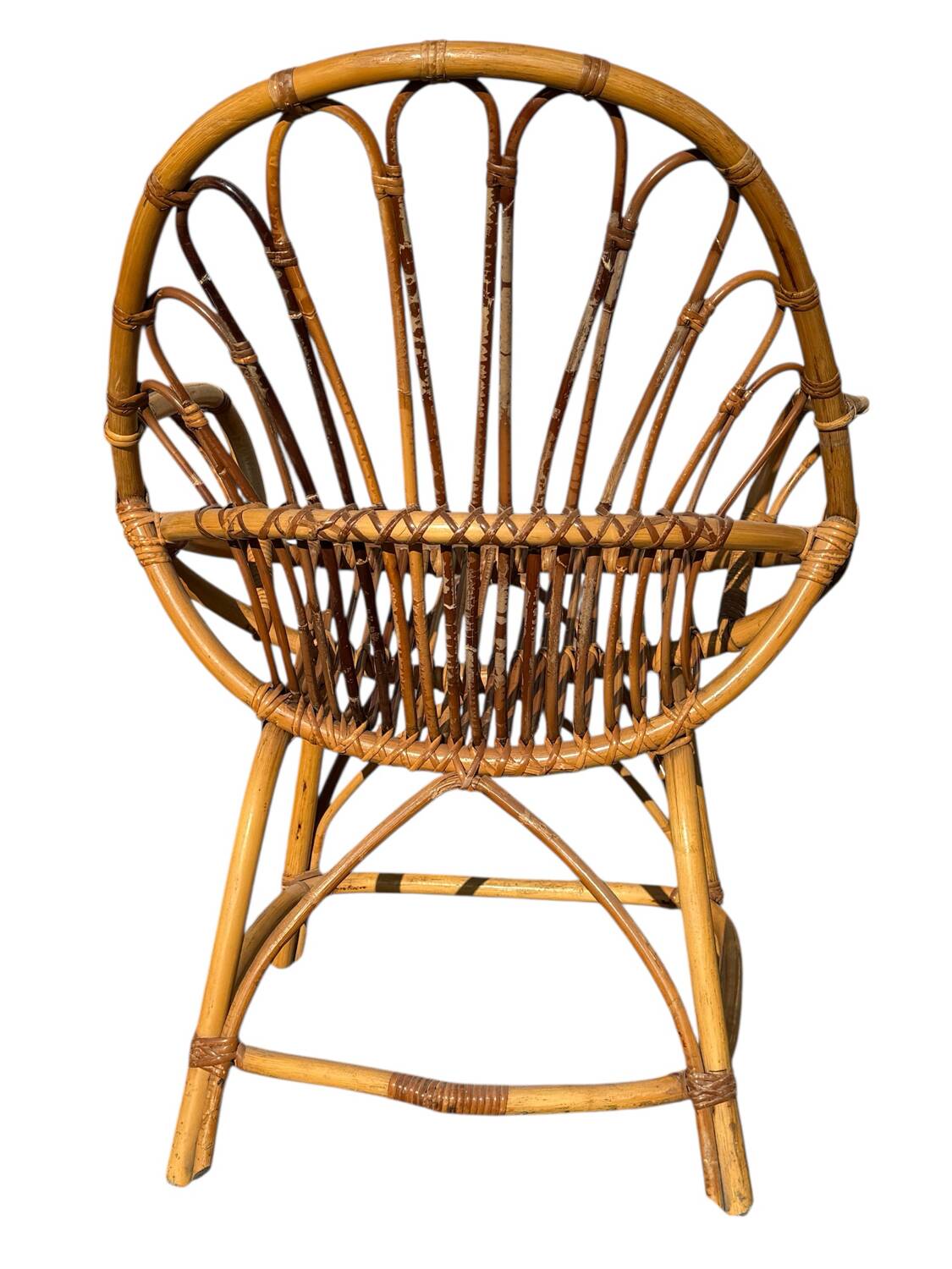 Set de 10 fauteuils en rotin des années 60 France