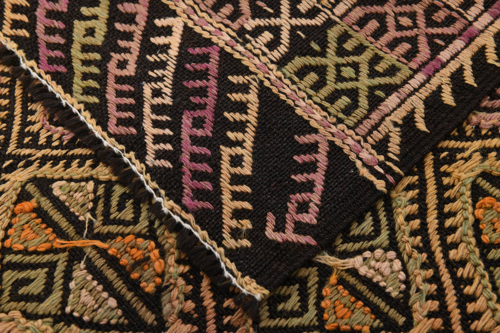 Yellow & Green Tribal Turkish Kilim Rug, 158x236Cm