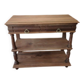 Desserte console etagere sur pied meuble d'appoint chene massif