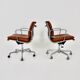 EA 217 Soft Pad Chairs in Cognac Leather by Charles & Ray Eames for ICF, 1970s set of 2