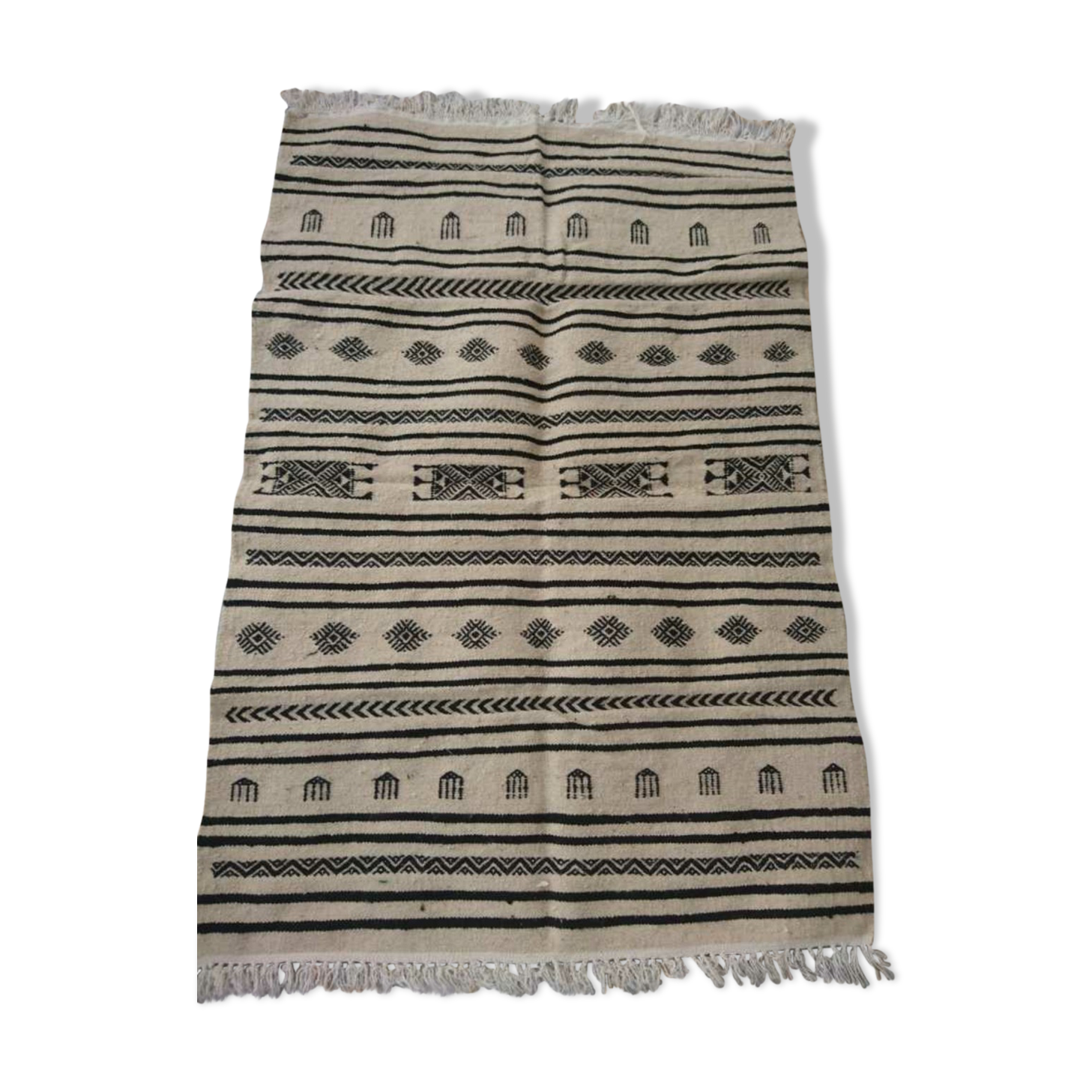 White and black berber kilim 100x150cm
