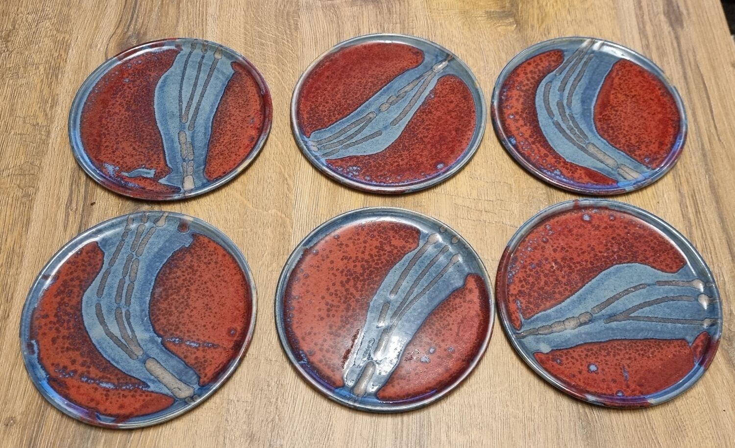 6 glazed stoneware plates from Poterie du Mejou
