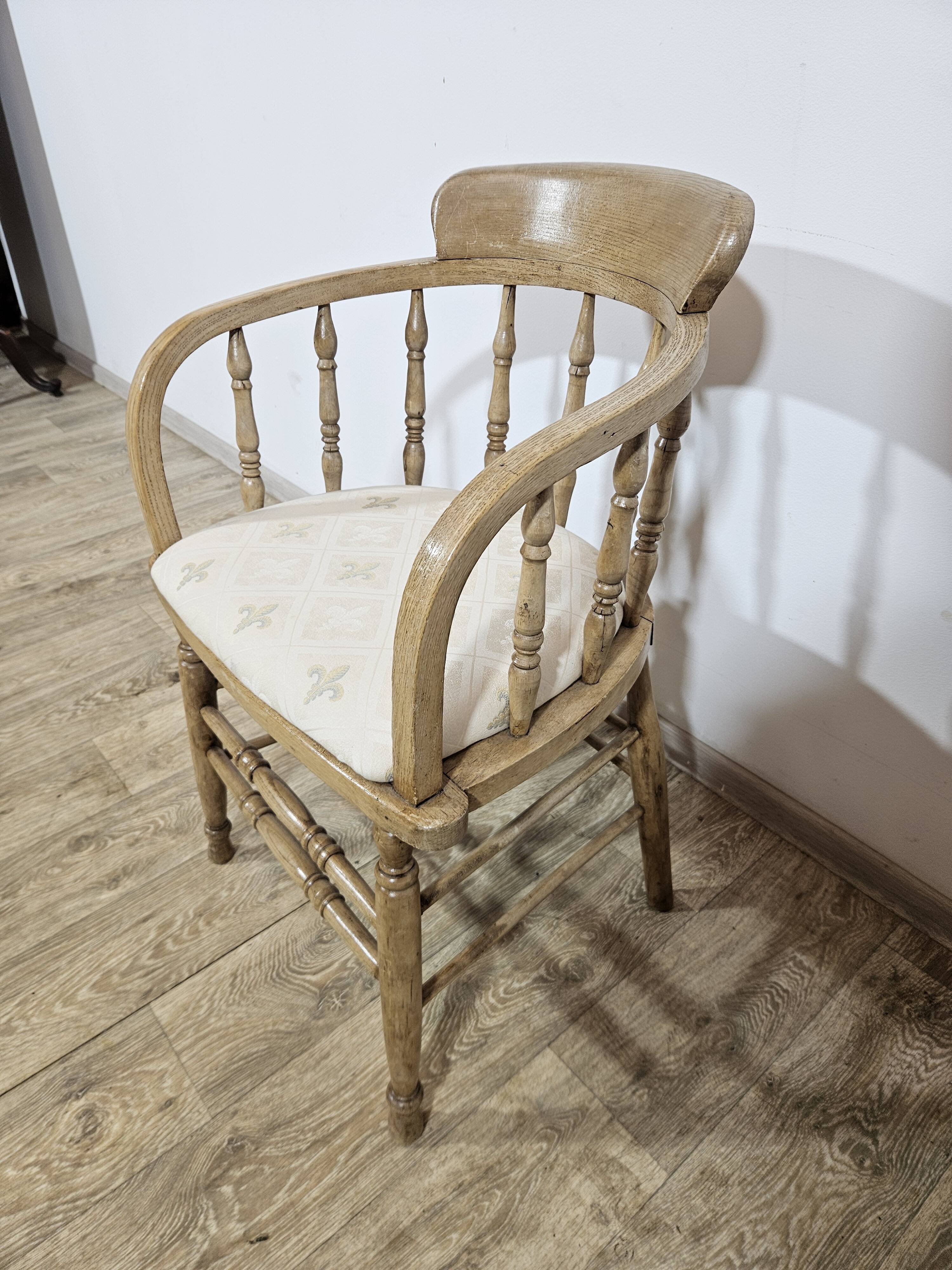 Chaise de capitaine rustique antique, 19e siècle
