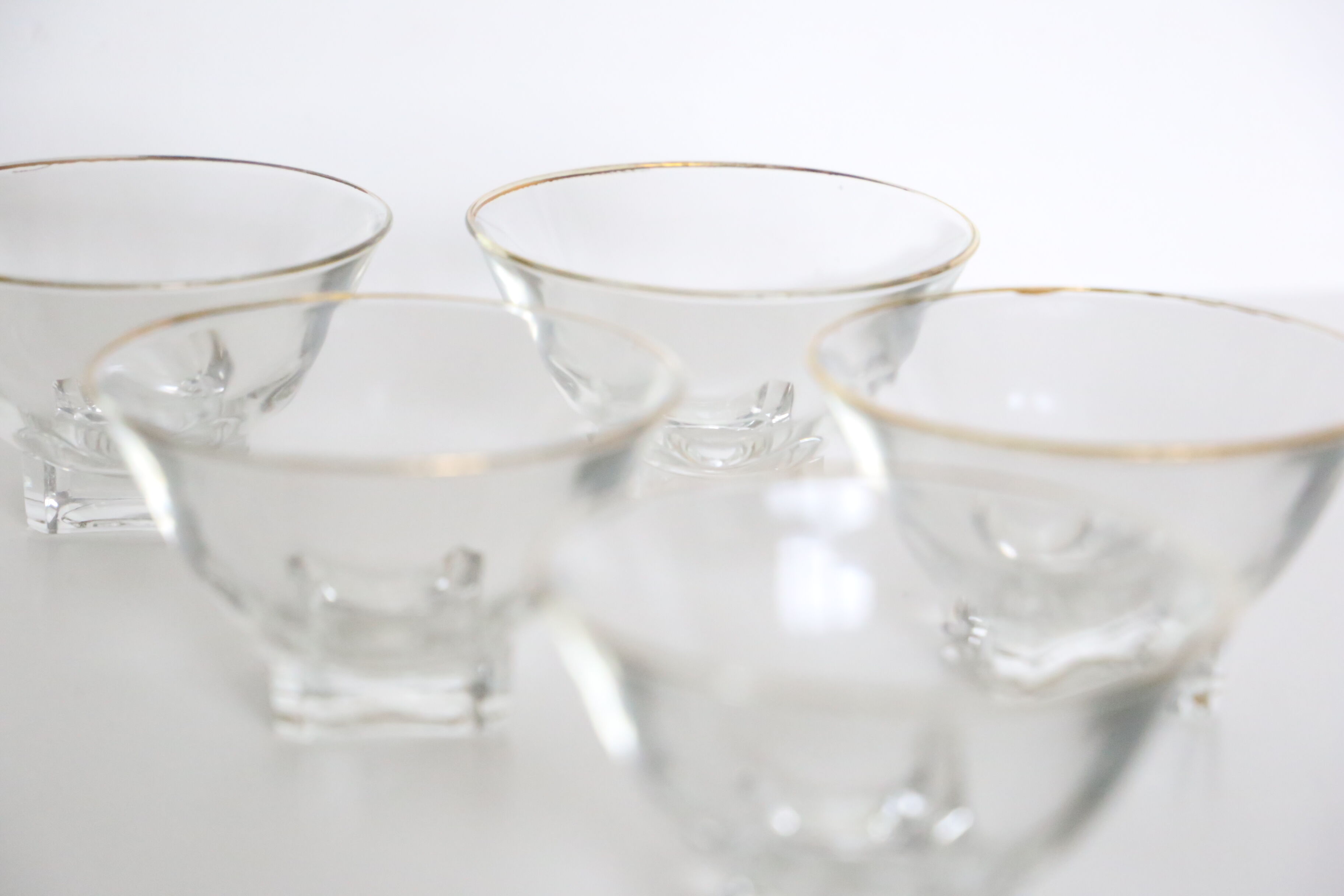 Set of 5 champagne glasses without foot, bistro style