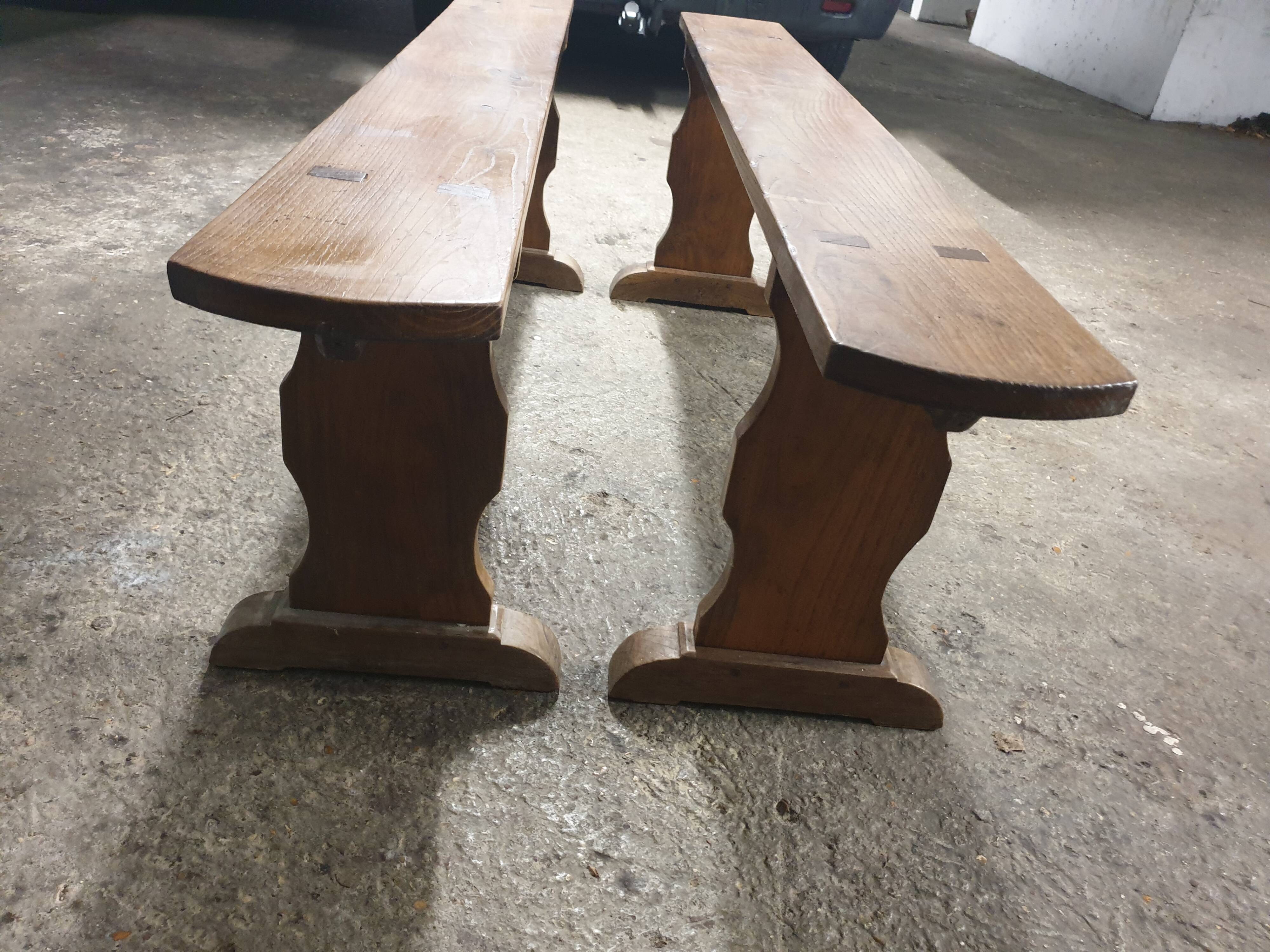 2 solid oak farm benches