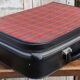 Vintage suitcase in red and skai Scottish fabric