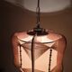 Raffia and wood ceiling lamp. Spain, 1970s.