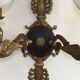 Pair Of Lucien Gau Style Double Swan Wall Lights With Opaque Glass Shades