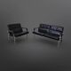 Postmodern black leather seating group, Germany 1980s