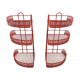 Red enamelled metal wall shelves