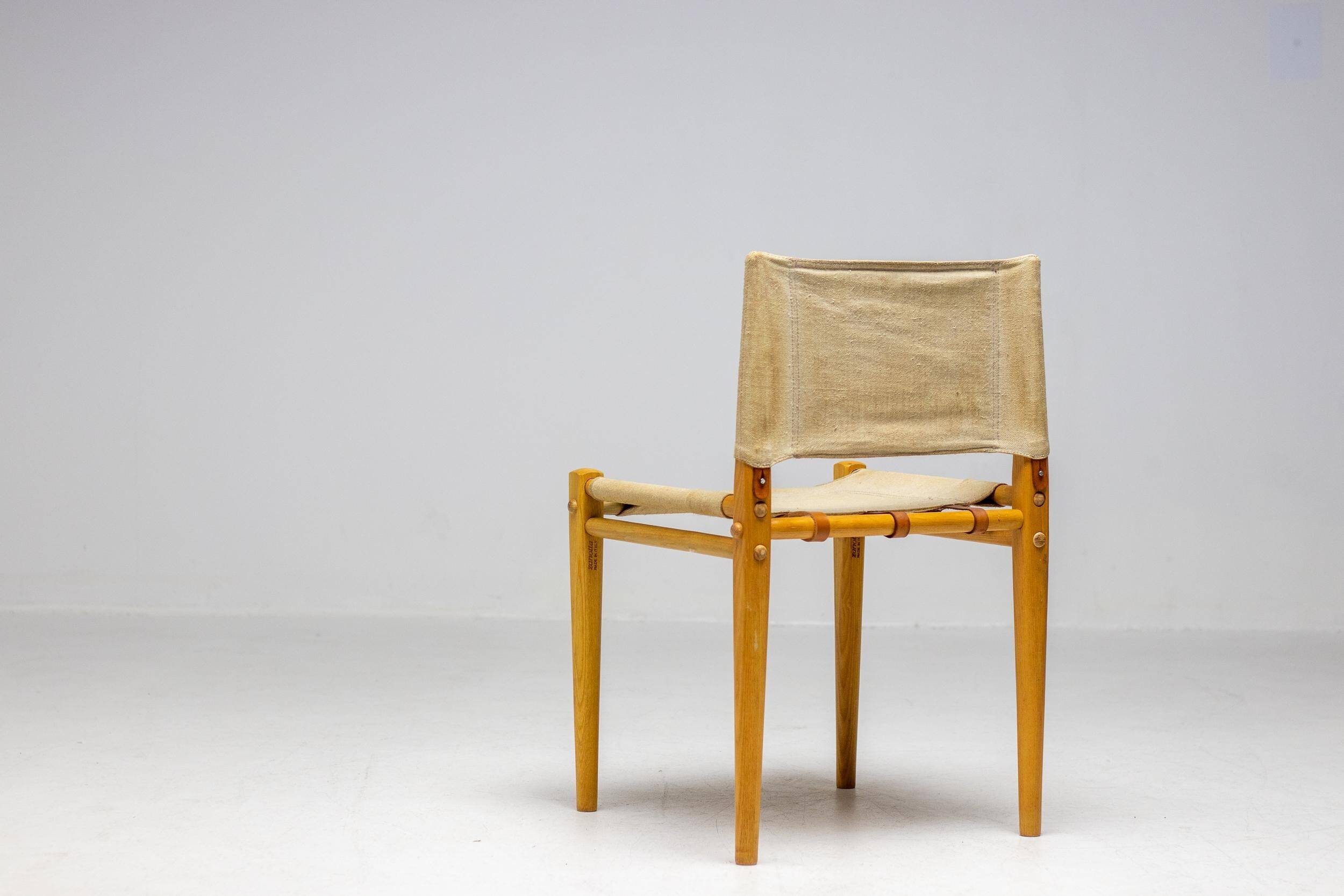 Occasional chair in ash and canvas Zanotta - Italian Mid-Century Modern, Functional Vintage
