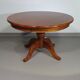 70s pine wood dining table / wood column leg table in 4-leg design with round top