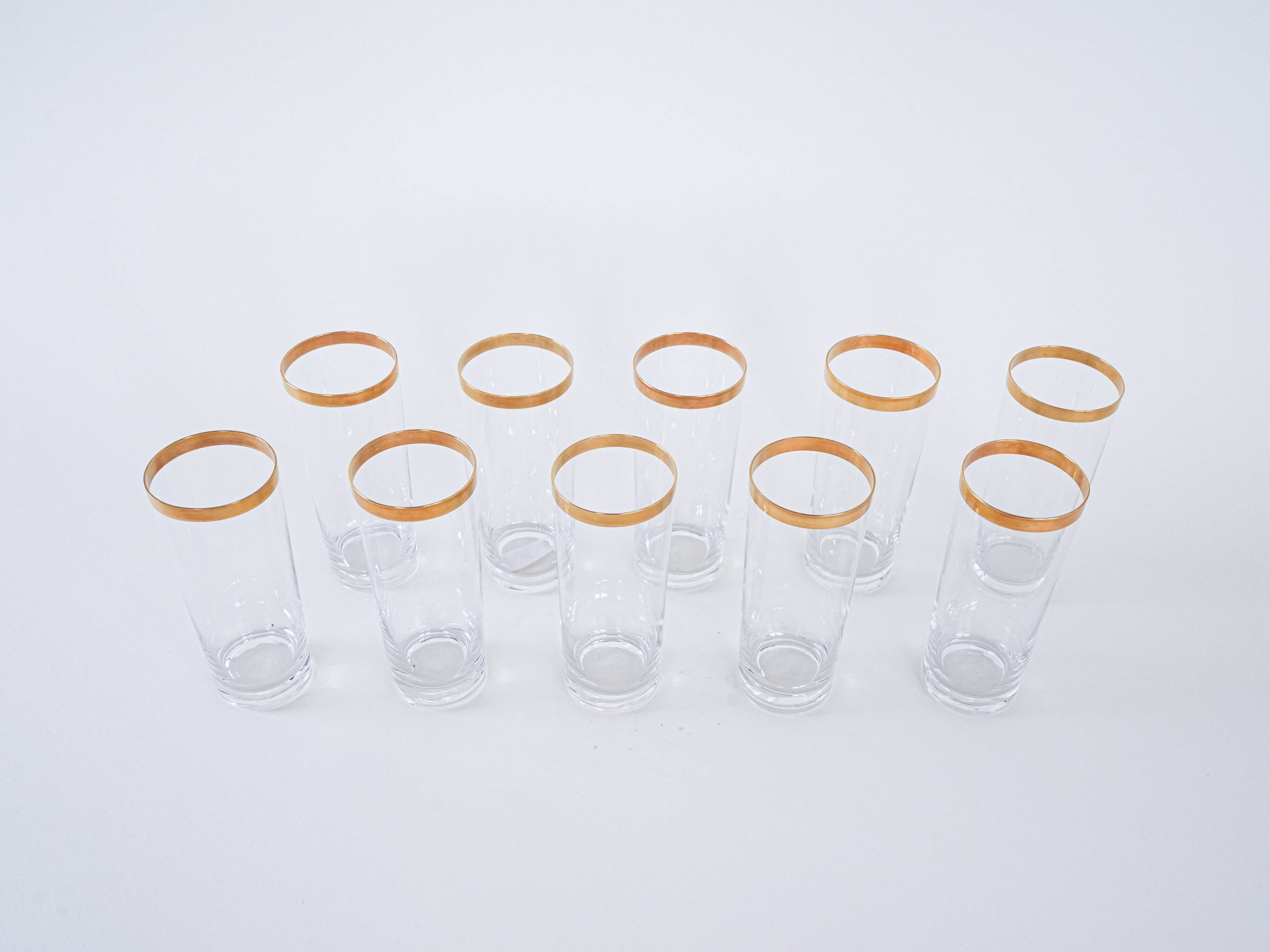 Set of crystal glasses, Italian design, 1970s, made in Italy