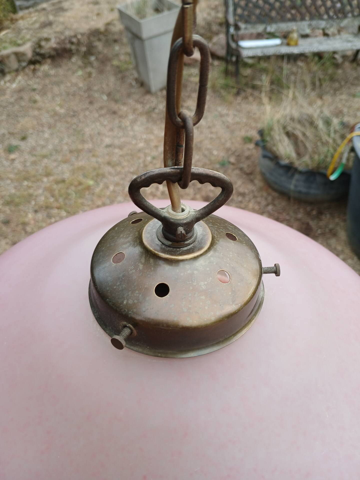 Suspension vintage en verre dépoli
