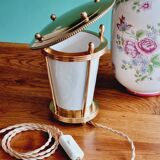 Lampe en laiton et porcelaine années 50