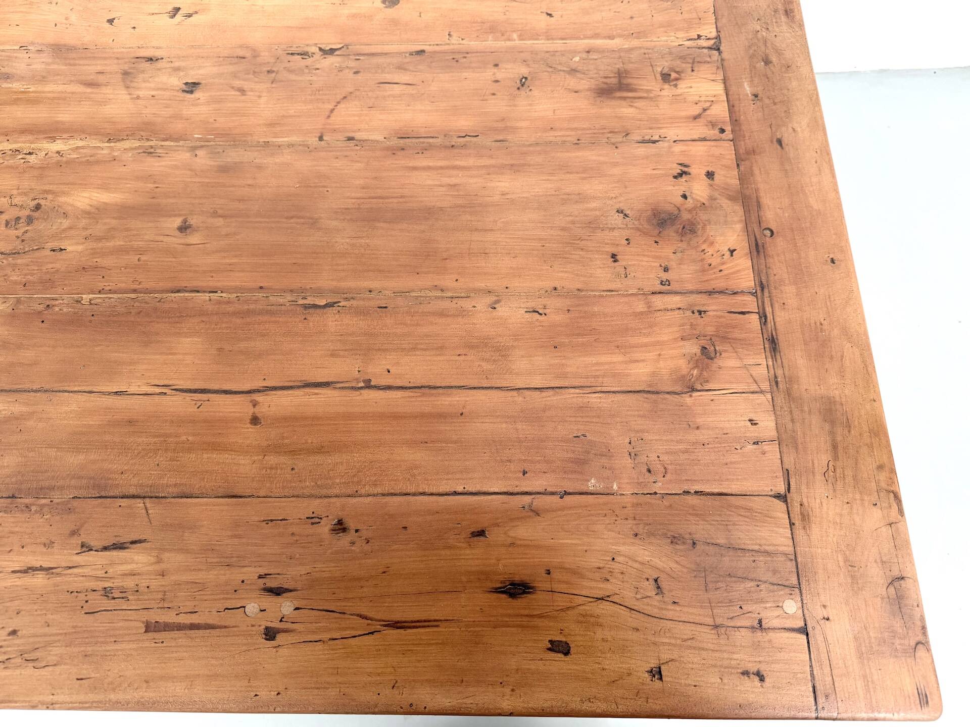 Farm table in solid cherry wood, one drawer, 1950s.