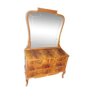 Wooden chest of drawers with mirror