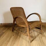 Wicker and rattan armchair