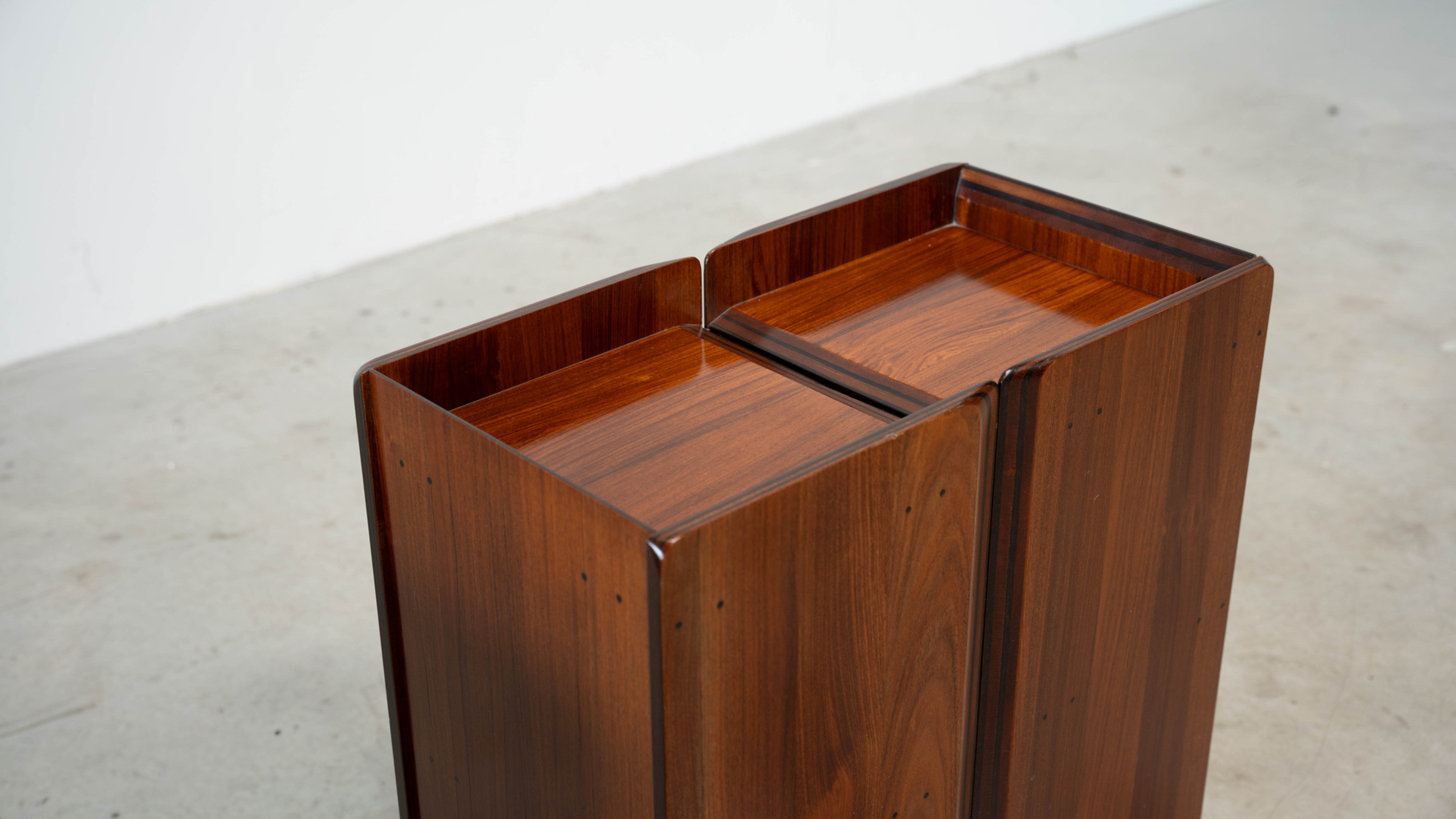 Rare rosewood side cabinets Afra Tobia Scarpa for Maxalto