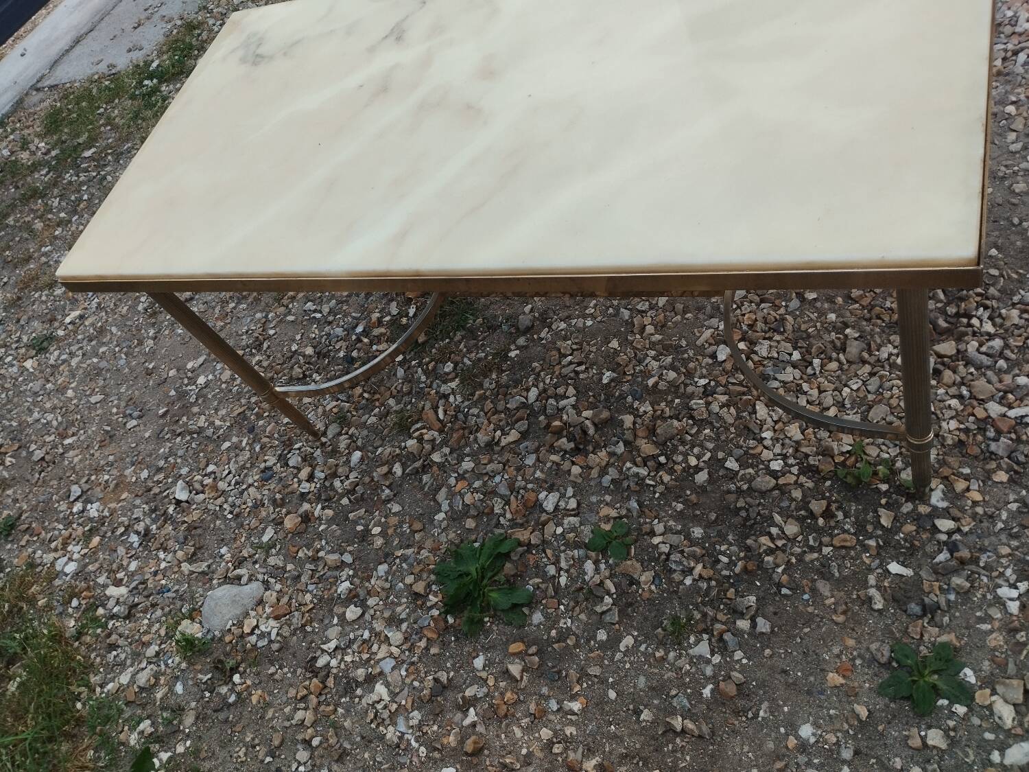 Antique vintage coffee table with marble top