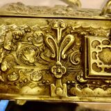 Jewelry chest with its bronze key, Renaissance style, 19th century fleur-de-lis decoration