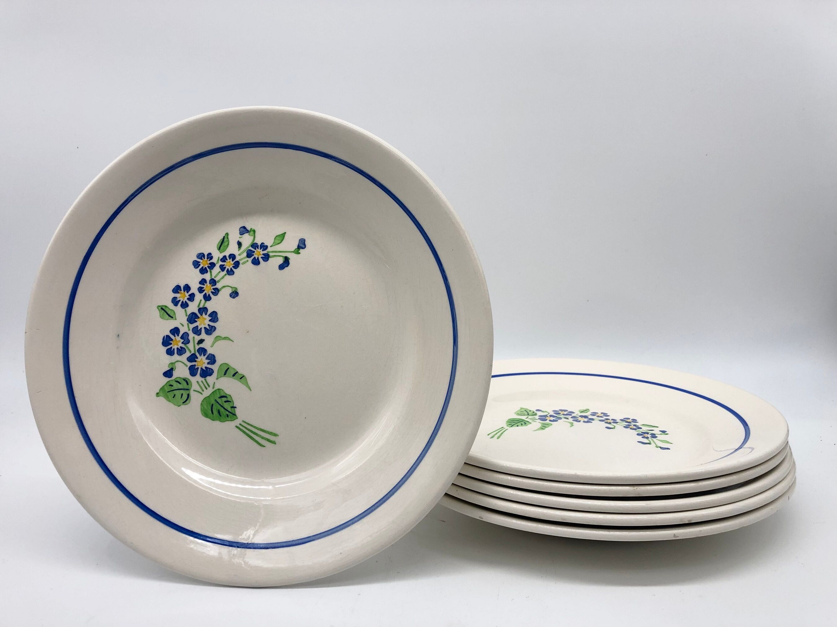 6 vintage plates stamped "niderviller"