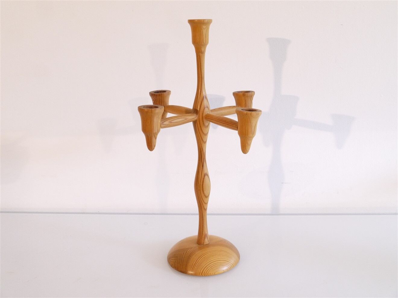 Vintage Scandinavian wooden chandelier 1970