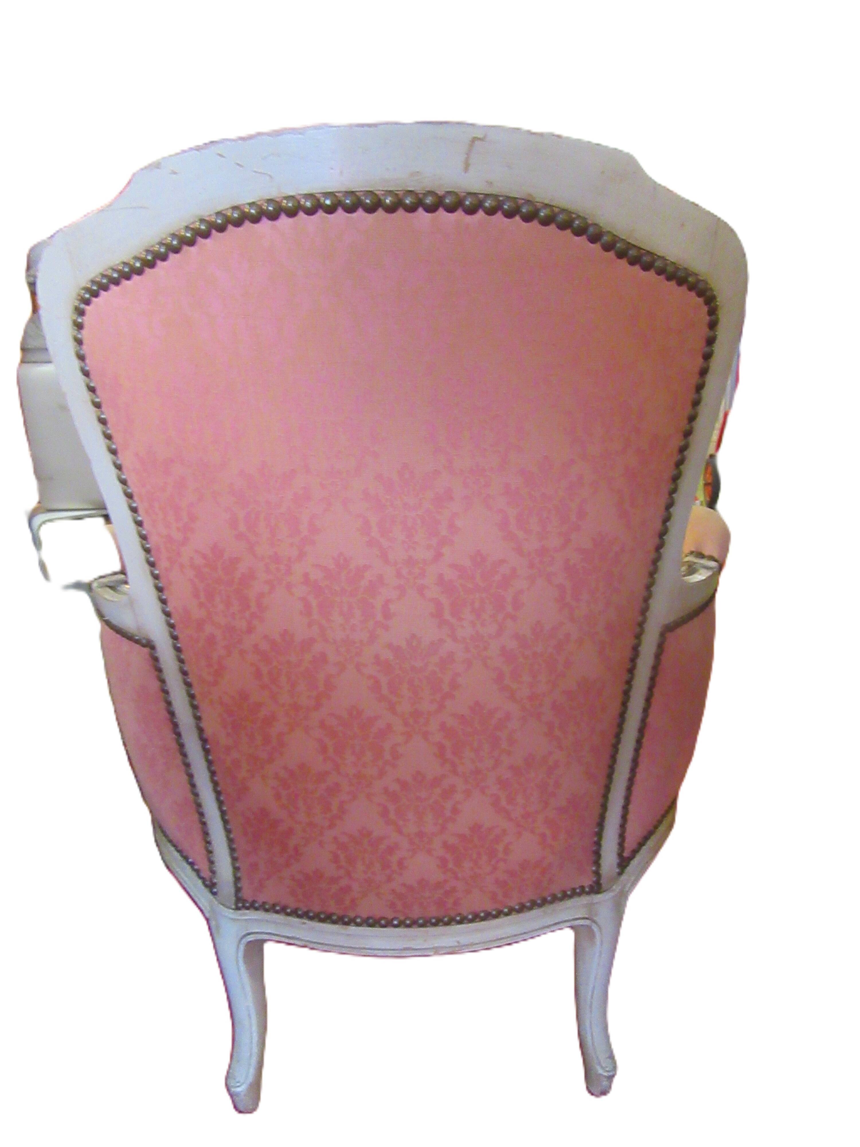 Pair of pink Louis XV style armchairs.