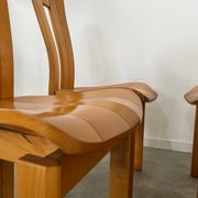 4 old French design solid elm chairs from the 70s vintage