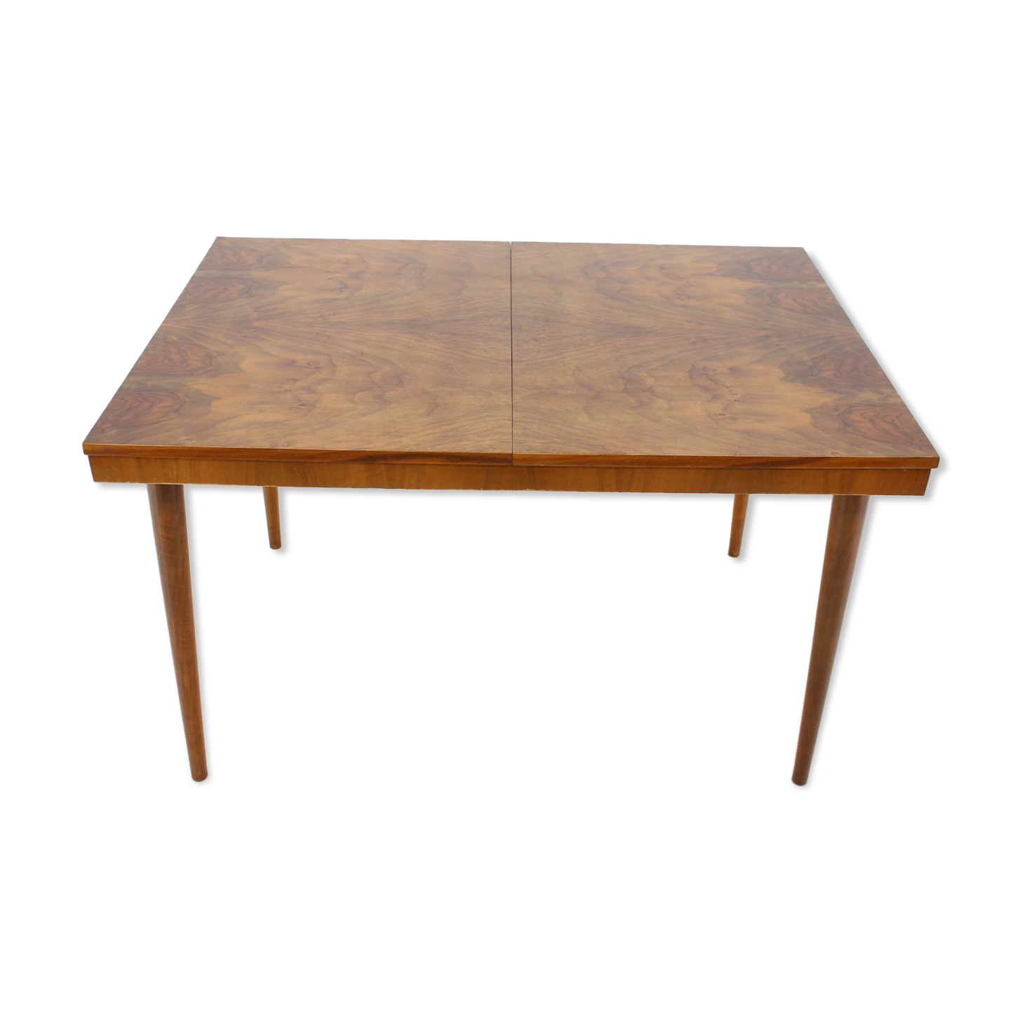 1960s Walnut Extendable Dining Table in Gloss Finish, Czechoslovakia