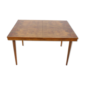 1960s Walnut Extendable Dining Table in Gloss Finish, Czechoslovakia