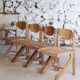 4 vintage canteen chairs in beech, 1980.