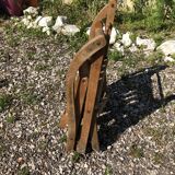 Fauteuil pliant en bois assise vintage