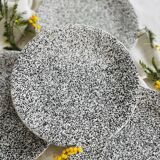 Set of 4 speckled black and white ceramic plates made in Italy