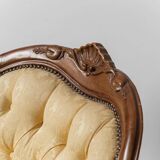 Coppia di poltrone stile luigi filippo legno tessuto giallo xix