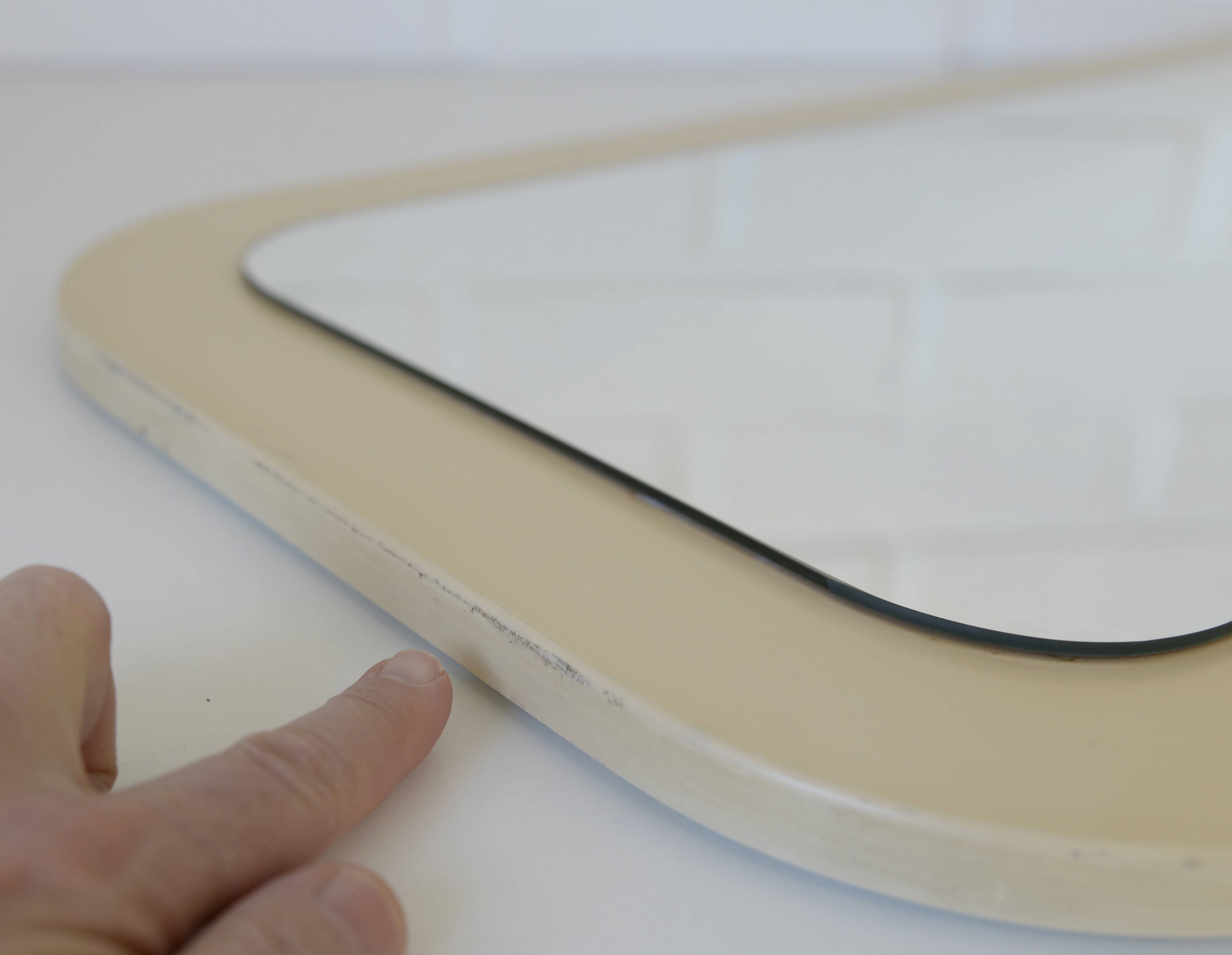 Miroir vintage blanc de style scandinave Meblo, milieu du siècle moderne, années 1970