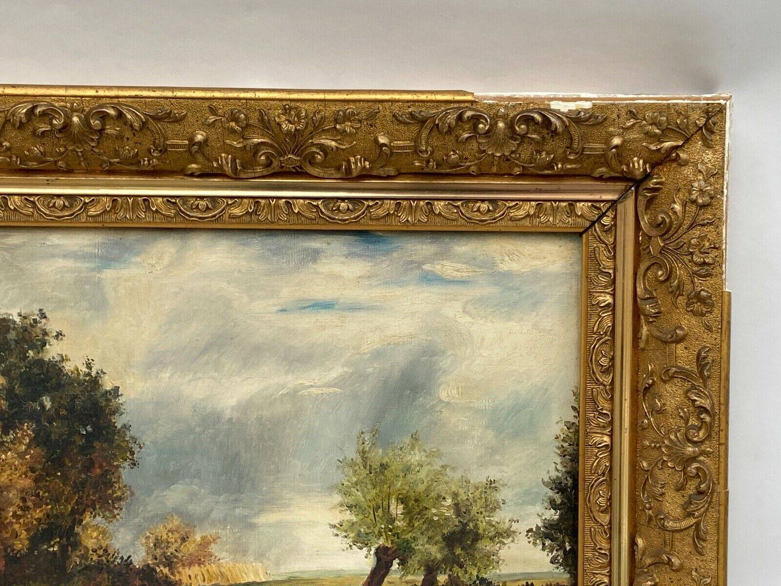 Oil by Lhopin or Hopin signature to identify woman cows Barbizon late 19th century