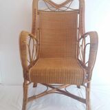 Rattan armchair and wicker vintage