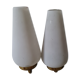 Pair of tulips opaline glass and brass appliques