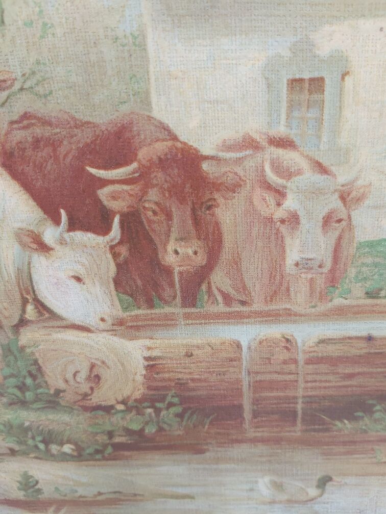Paire de paysage vaches encadré