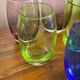 5 coloured bubble glass tumblers