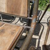 Set of 6 indu chairs in metal and exotic wood.