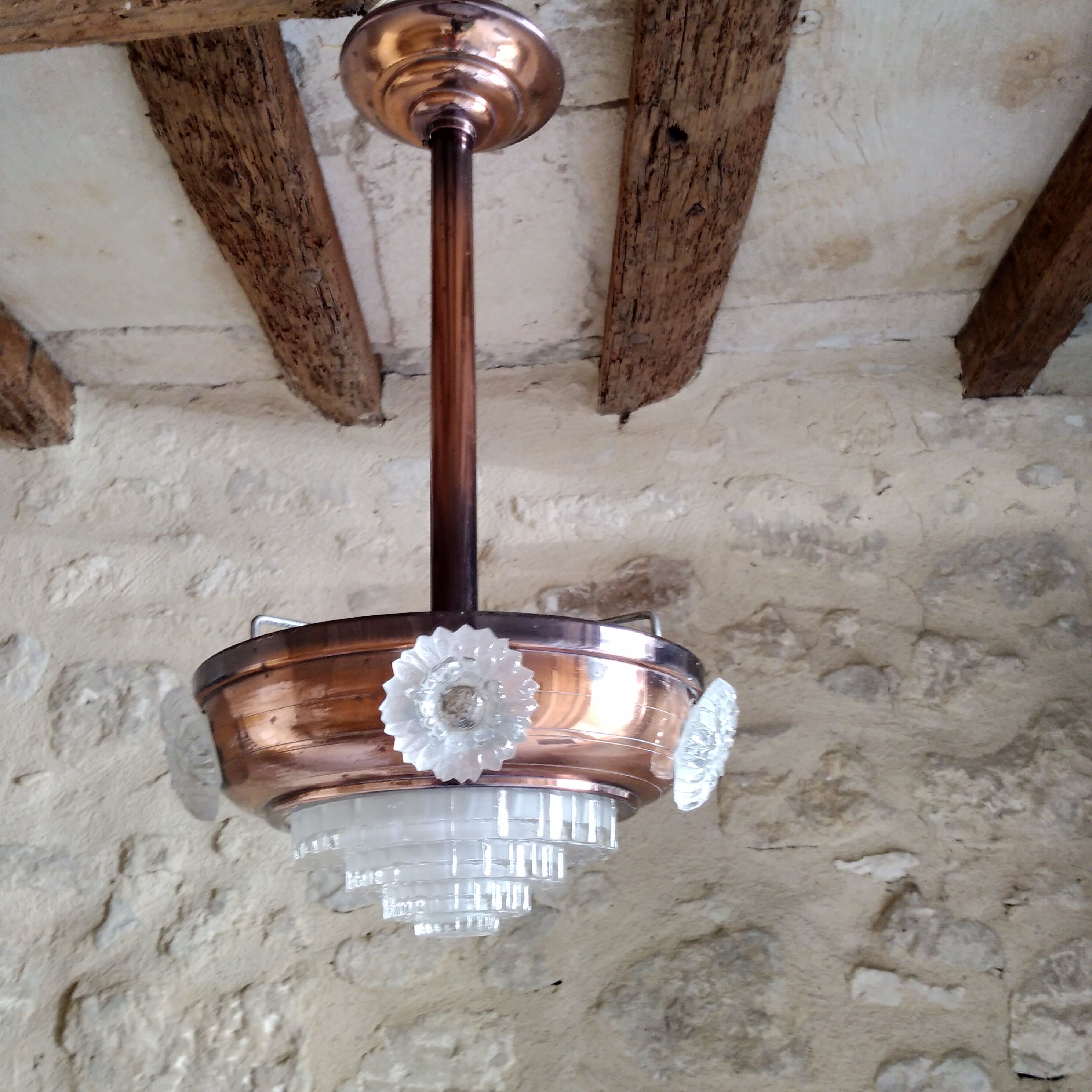Art Deco pendant lamp glass building