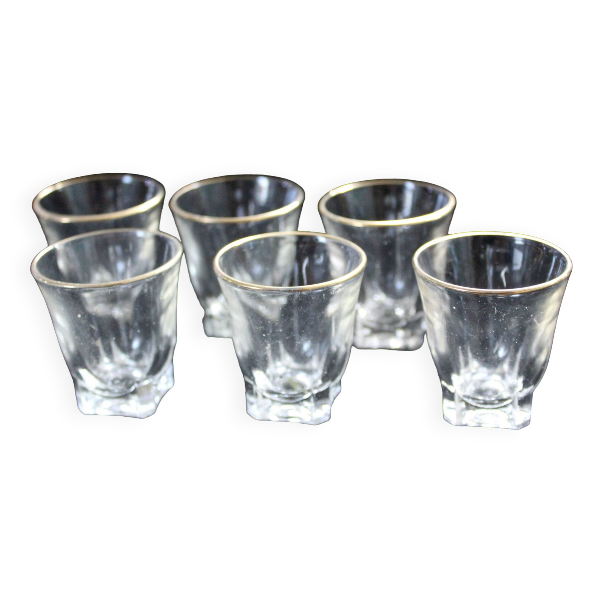 Set of 6 liqueur glasses with golden threads - Art Deco 1940 certified